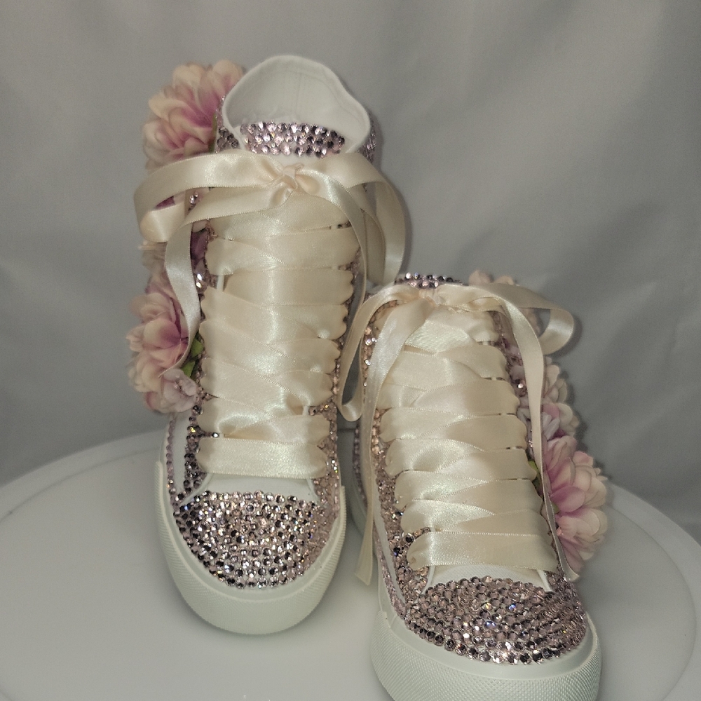 Elegant Crystal-Embellished Women's Sneakers